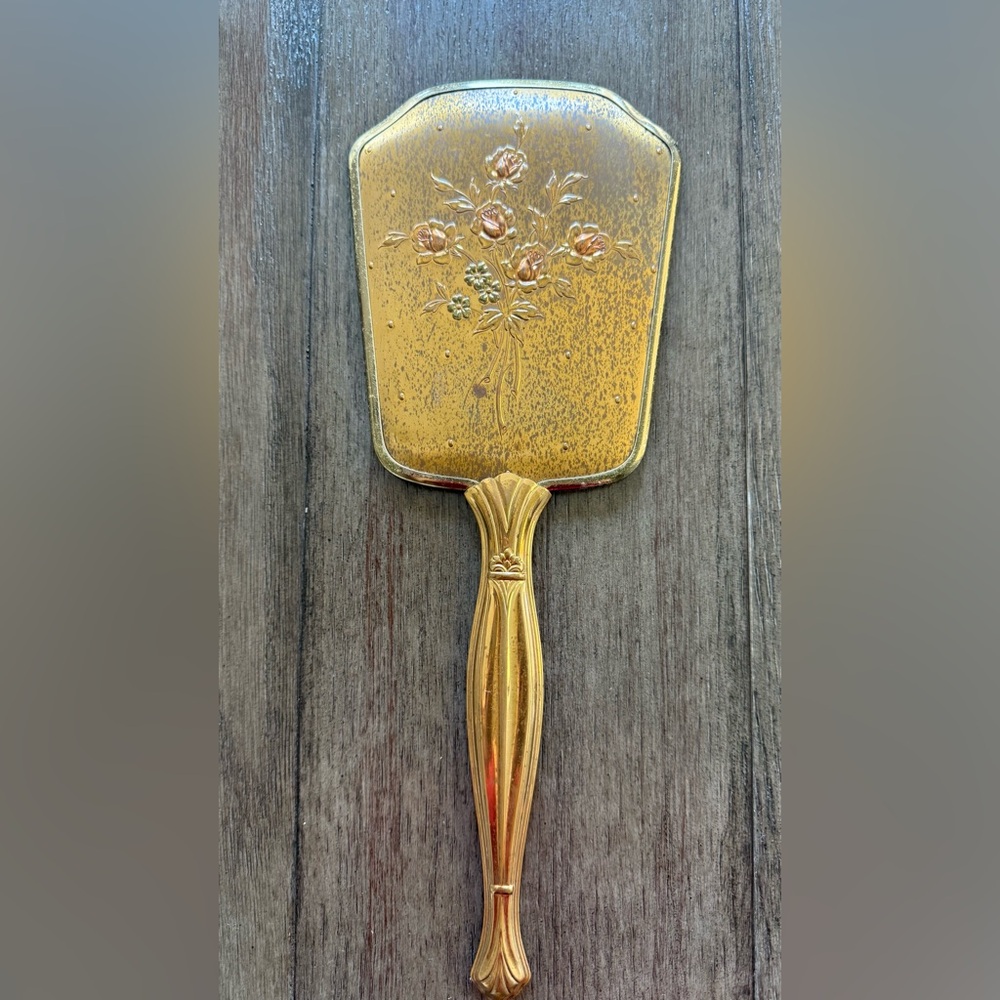 Vintage Gold Floral Hand Mirror